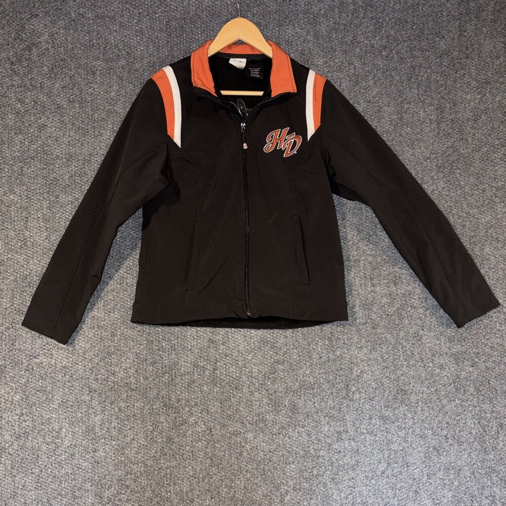 Women's Harley-Davidson Full Zip Jacket Size S soft shell black & orange